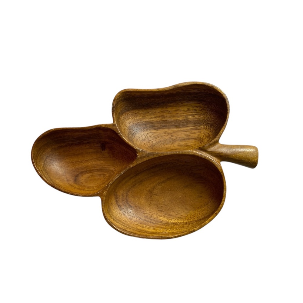 Vintage Wood Leaf Shaped Monkey Pod Bowl Serving or  Snack Tray